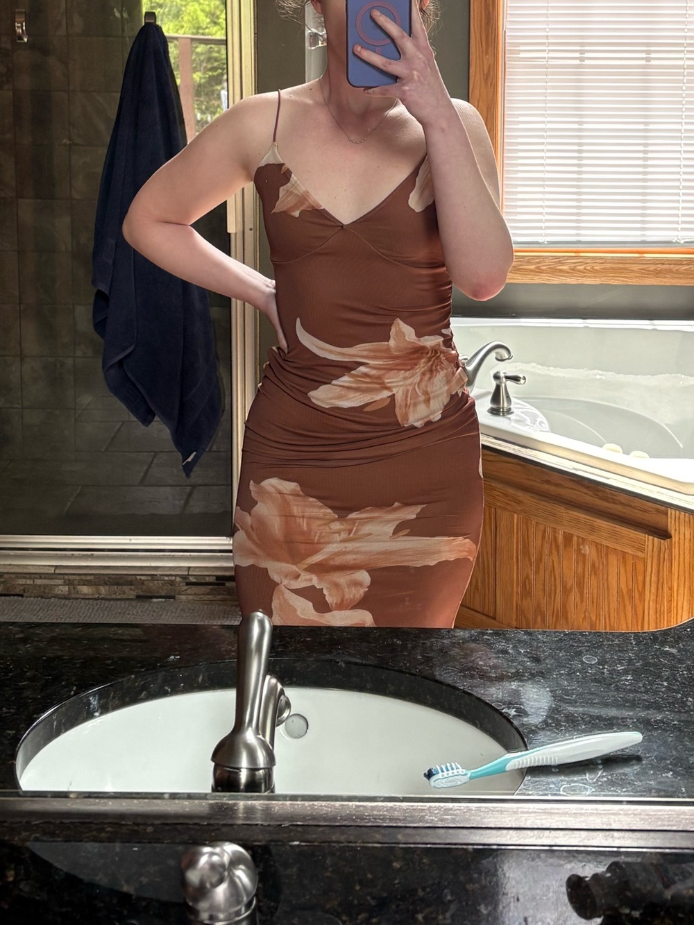 Fashion Nova Brown Floral Maxi Slip Dress